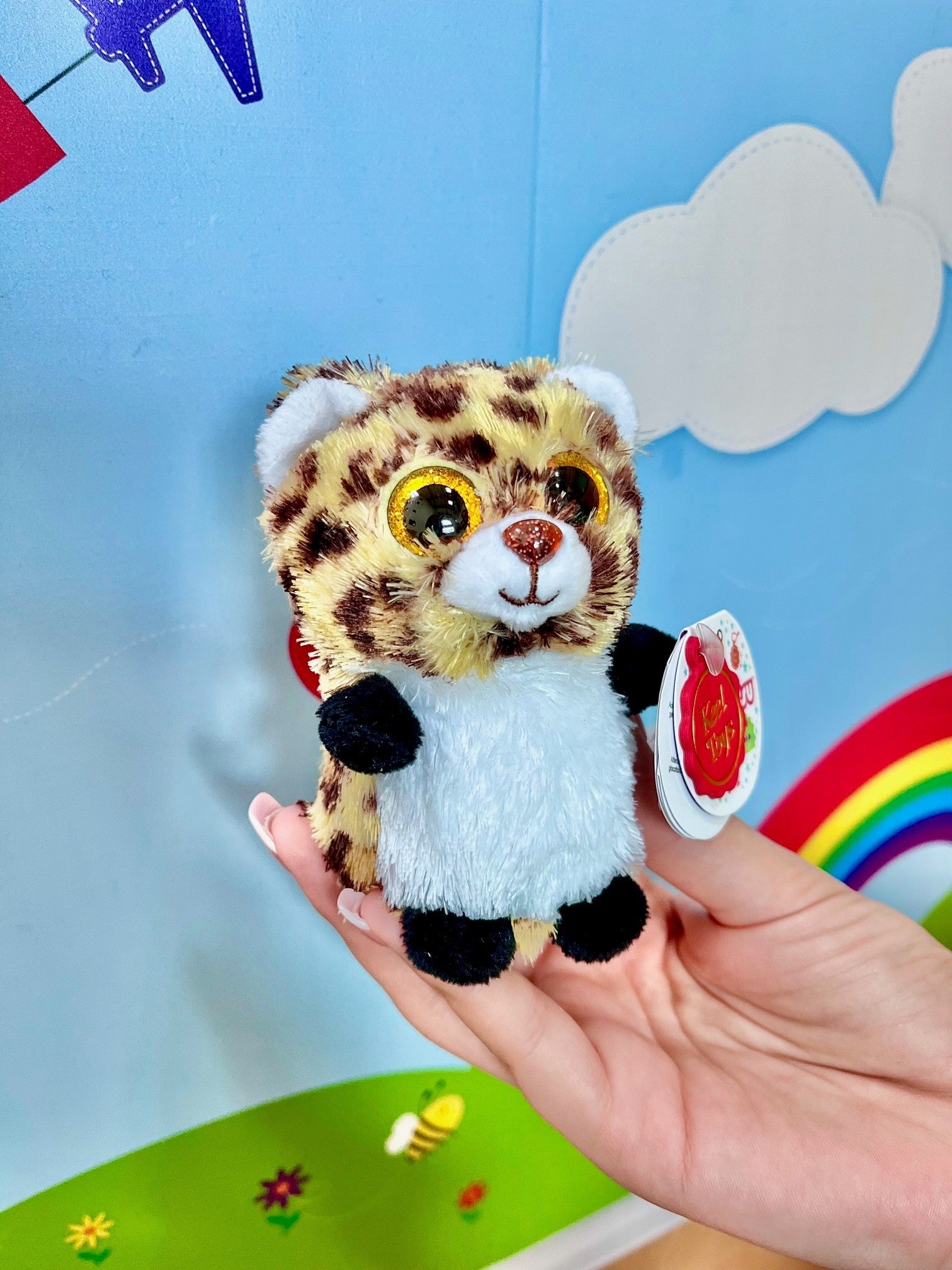 Mini Motsu Spotty Leopard cub Soft Toy. Kaco