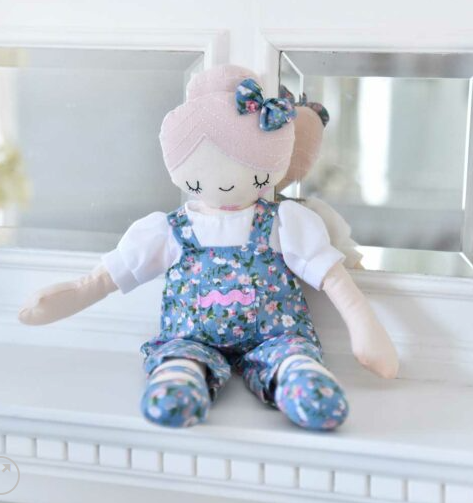 Blonde Craft Doll wearing Dungarees