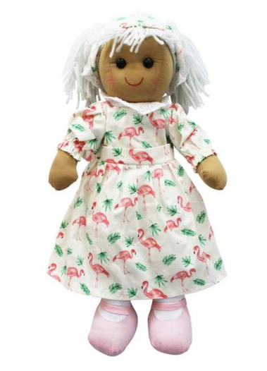 Flamingo Print Dress Rag Doll