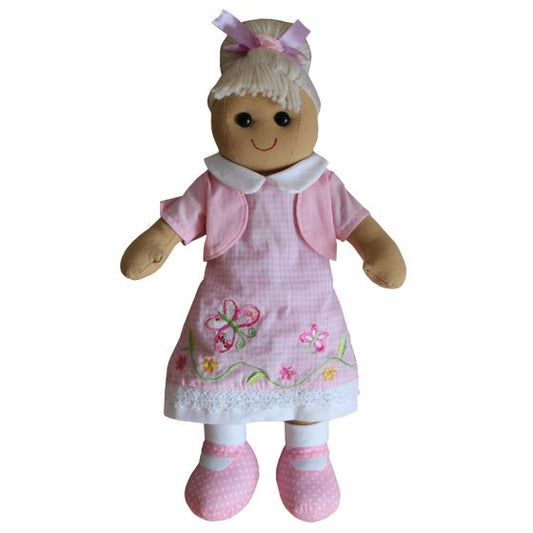 Pink Butterfly Embroidered Dress Rag Doll