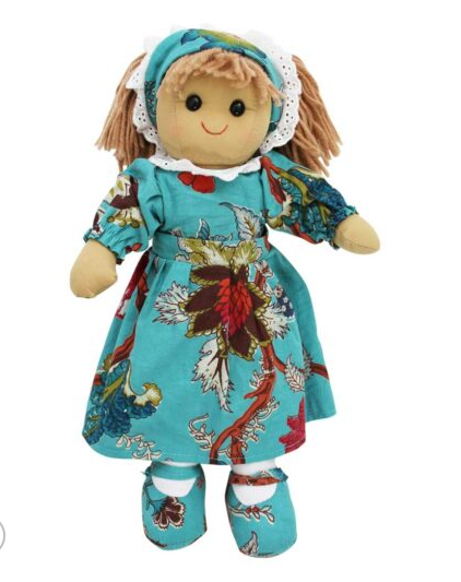 Teal Exotic Floral Dress Rag Doll