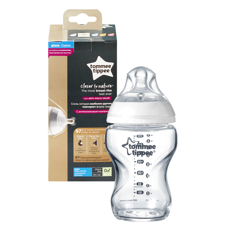 Tommee Tippee Closer to Nature - Glass Bottle 250ml