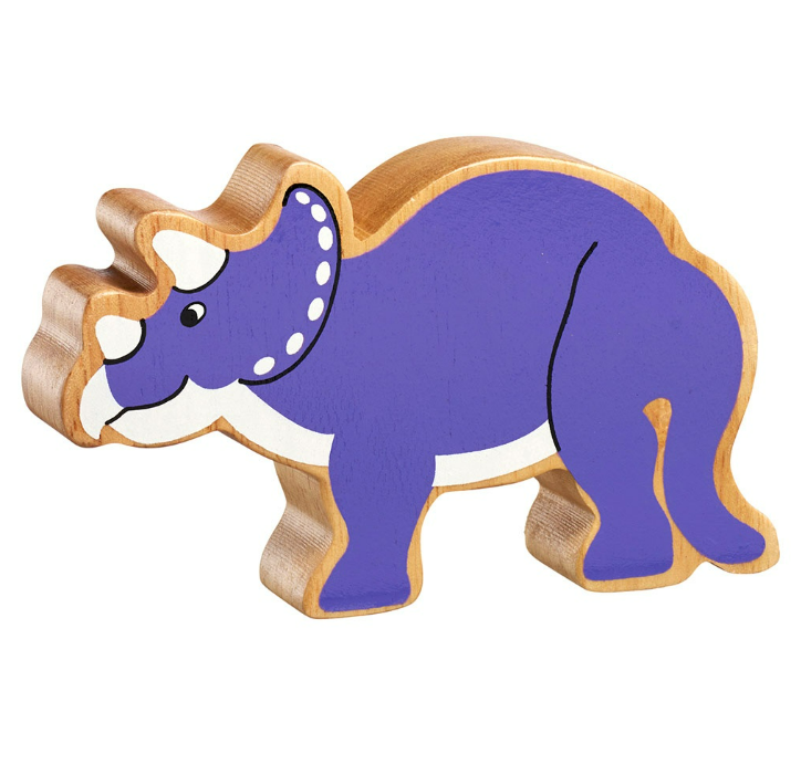 Dinosaur Wooden Figure - Purple Triceratops